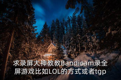 求录屏大神教教Bandicam录全屏游戏比如LOL的方式或者tgp