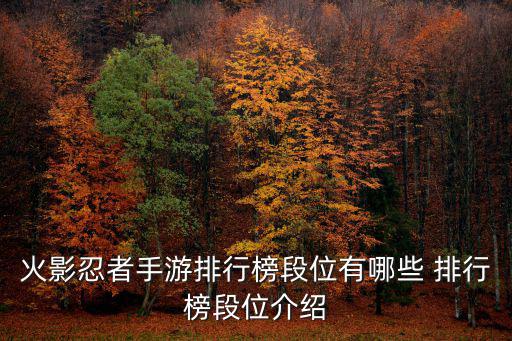 火影忍者手游排行榜段位有哪些 排行榜段位介绍