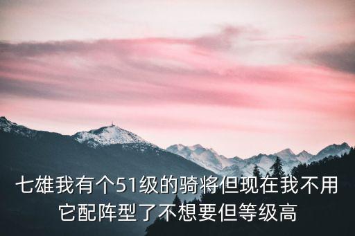七雄我有个51级的骑将但现在我不用它配阵型了不想要但等级高
