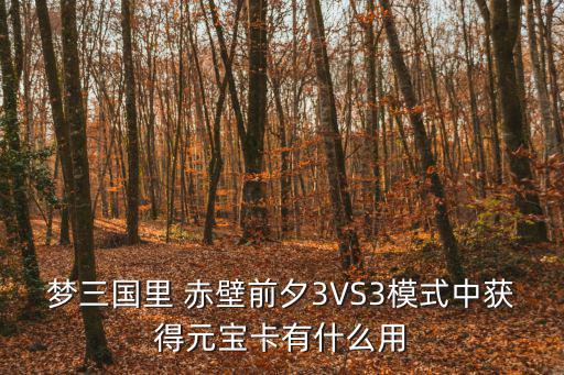 梦三国里 赤壁前夕3VS3模式中获得元宝卡有什么用
