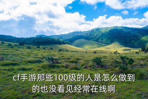 cf手游那些100级的人是怎么做到的也没看见经常在线啊