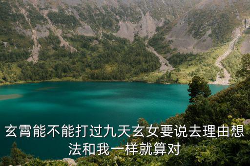 玄霄能不能打过九天玄女要说去理由想法和我一样就算对