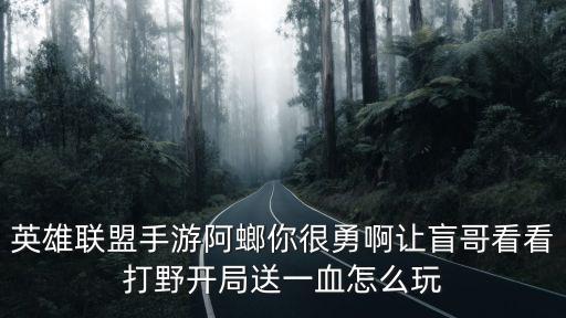 英雄联盟手游阿螂你很勇啊让盲哥看看打野开局送一血怎么玩