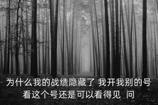 为什么我的战绩隐藏了 我开我别的号看这个号还是可以看得见  问