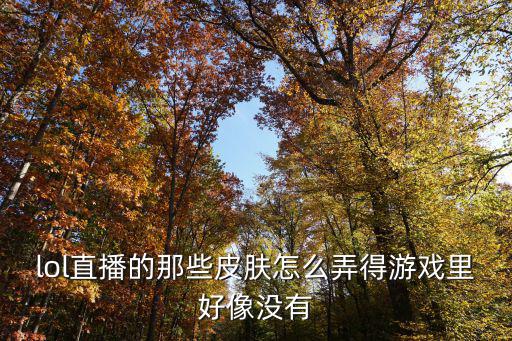 lol直播的那些皮肤怎么弄得游戏里好像没有