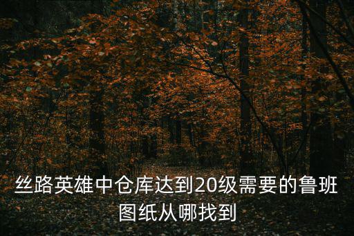 丝路英雄中仓库达到20级需要的鲁班图纸从哪找到