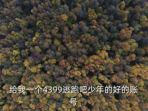给我一个4399逃跑吧少年的好的账号