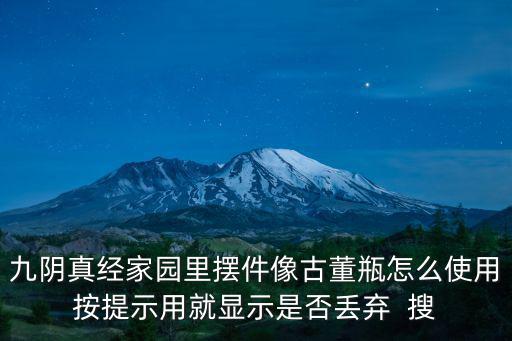 九阴真经家园里摆件像古董瓶怎么使用按提示用就显示是否丢弃  搜