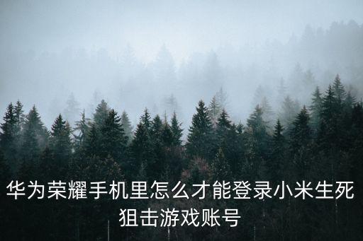 华为荣耀手机里怎么才能登录小米生死狙击游戏账号