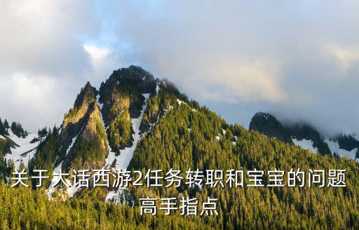关于大话西游2任务转职和宝宝的问题高手指点