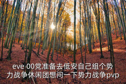 eve 00党准备去低安自己组个势力战争休闲团想问一下势力战争pvp