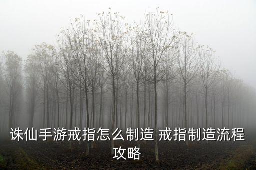 诛仙手游首饰怎么制作材料，诛仙手游戒指怎么制造 戒指制造流程攻略