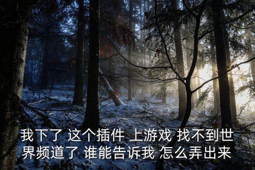 我下了 这个插件 上游戏 找不到世界频道了 谁能告诉我 怎么弄出来