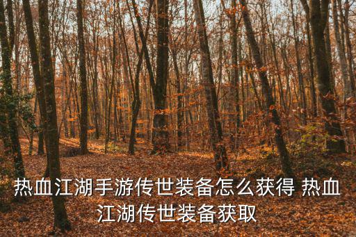 热血江湖手游传世装备怎么获得 热血江湖传世装备获取
