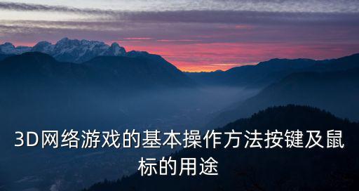3D网络游戏的基本操作方法按键及鼠标的用途