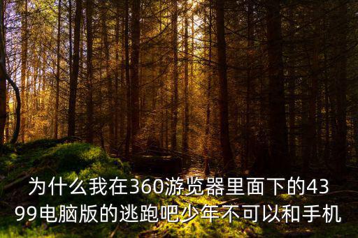 为什么我在360游览器里面下的4399电脑版的逃跑吧少年不可以和手机