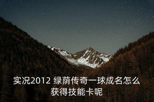 实况2012 绿荫传奇一球成名怎么获得技能卡呢