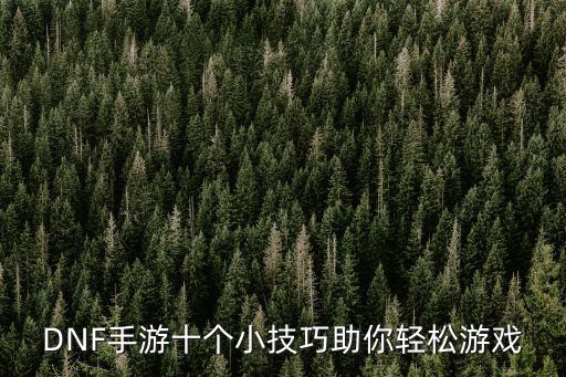 DNF手游十个小技巧助你轻松游戏