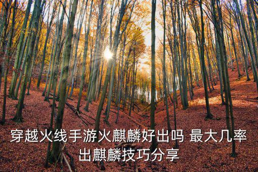 穿越火线手游火麒麟好出吗 最大几率出麒麟技巧分享