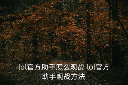 lol官方助手怎么观战 lol官方助手观战方法