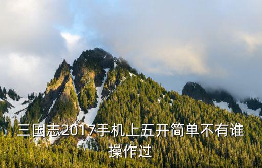 手游三国志2017怎么玩，三国志2017手机上五开简单不有谁操作过