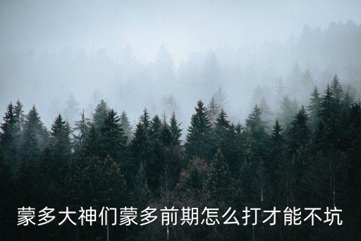 蒙多大神们蒙多前期怎么打才能不坑