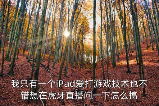 ipad虎牙手游怎么直播，我只有一个iPad爱打游戏技术也不错想在虎牙直播问一下怎么搞