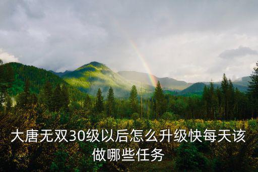 大唐无双30级以后怎么升级快每天该做哪些任务