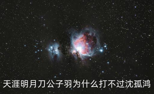 天涯明月刀公子羽为什么打不过沈孤鸿