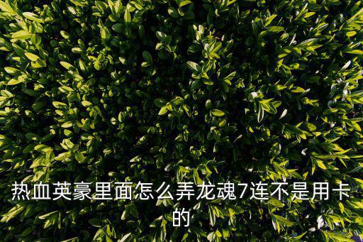 热血英豪里面怎么弄龙魂7连不是用卡的