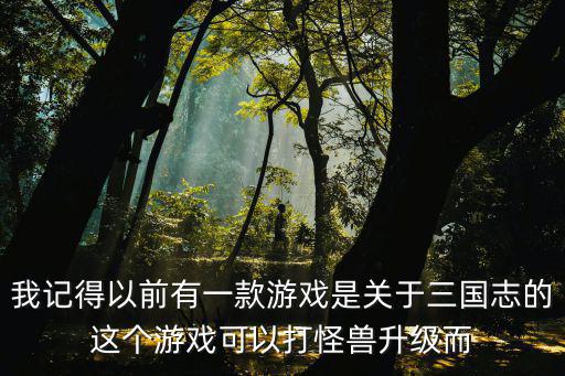 我记得以前有一款游戏是关于三国志的这个游戏可以打怪兽升级而