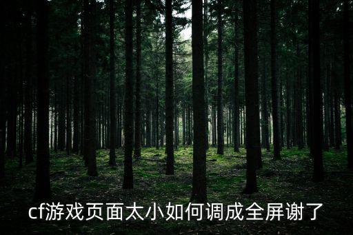 cf游戏页面太小如何调成全屏谢了