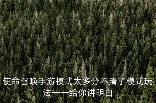 使命召唤手游模式太多分不清了模式玩法一一给你讲明白