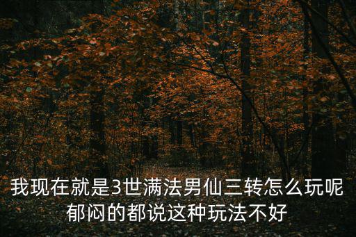 我现在就是3世满法男仙三转怎么玩呢郁闷的都说这种玩法不好