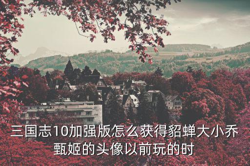 三国志10加强版怎么获得貂蝉大小乔甄姬的头像以前玩的时