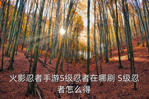 火影忍者手游S级忍者在哪刷 S级忍者怎么得