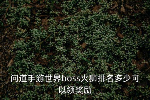 问道手游火灵丹怎么得，问道手游世界boss火狮排名多少可以领奖励