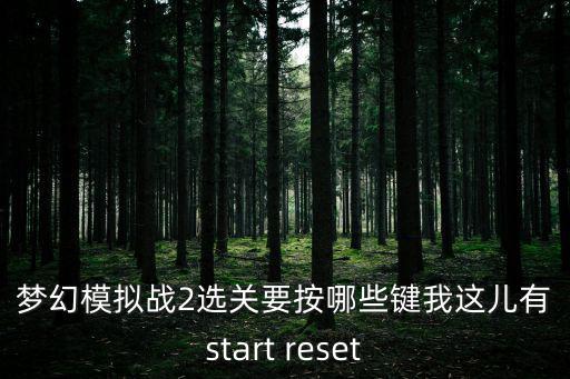 梦幻模拟战2选关要按哪些键我这儿有start reset