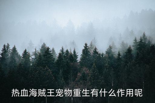 海贼王手游怎么重生，热血海贼王宠物重生有什么作用呢