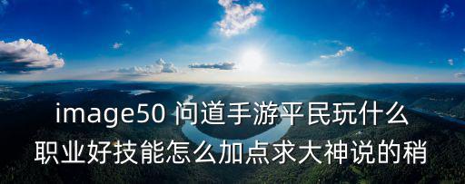 image50 问道手游平民玩什么职业好技能怎么加点求大神说的稍