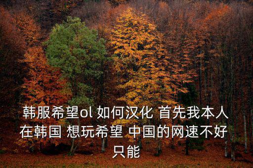 韩服希望ol 如何汉化 首先我本人在韩国 想玩希望 中国的网速不好 只能