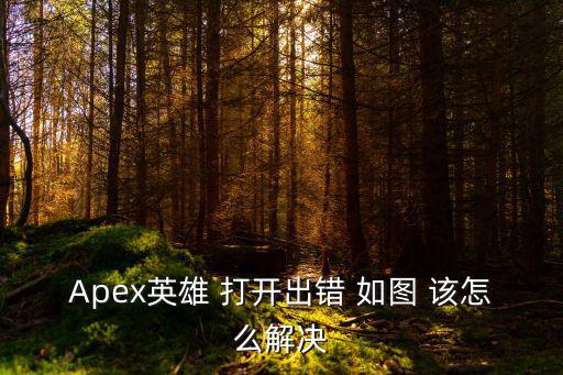 手游apex怎么打开，Apex英雄 打开出错 如图 该怎么解决