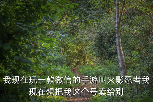 我现在玩一款微信的手游叫火影忍者我现在想把我这个号卖给别