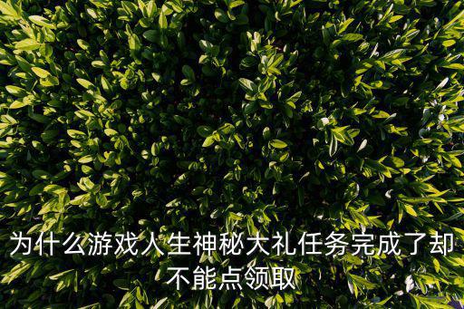 为什么游戏人生神秘大礼任务完成了却不能点领取