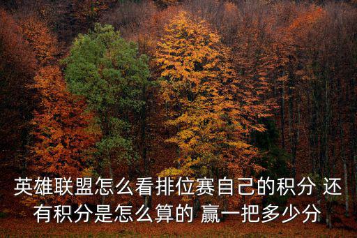 英雄联盟怎么看排位赛自己的积分 还有积分是怎么算的 赢一把多少分