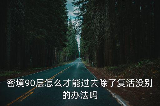 密境90层怎么才能过去除了复活没别的办法吗