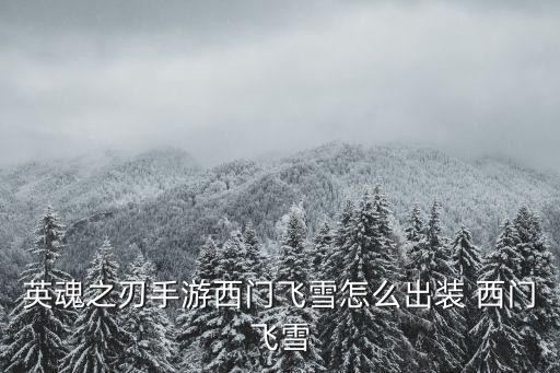 英魂之刃手游西门飞雪怎么能5杀，英魂之刃怎么玩才能用项羽单挑西门飞雪