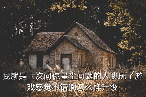 我就是上次问你星尘问题的人我玩了游戏感觉不错啊怎么样升级
