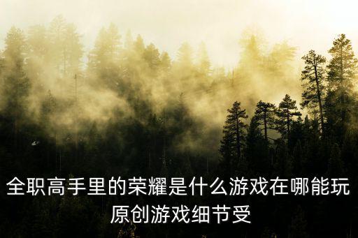 全职高手里的荣耀是什么游戏在哪能玩 原创游戏细节受