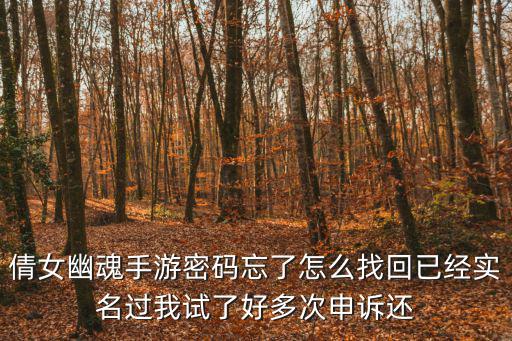 倩女幽魂手游密码忘了怎么找回已经实名过我试了好多次申诉还
